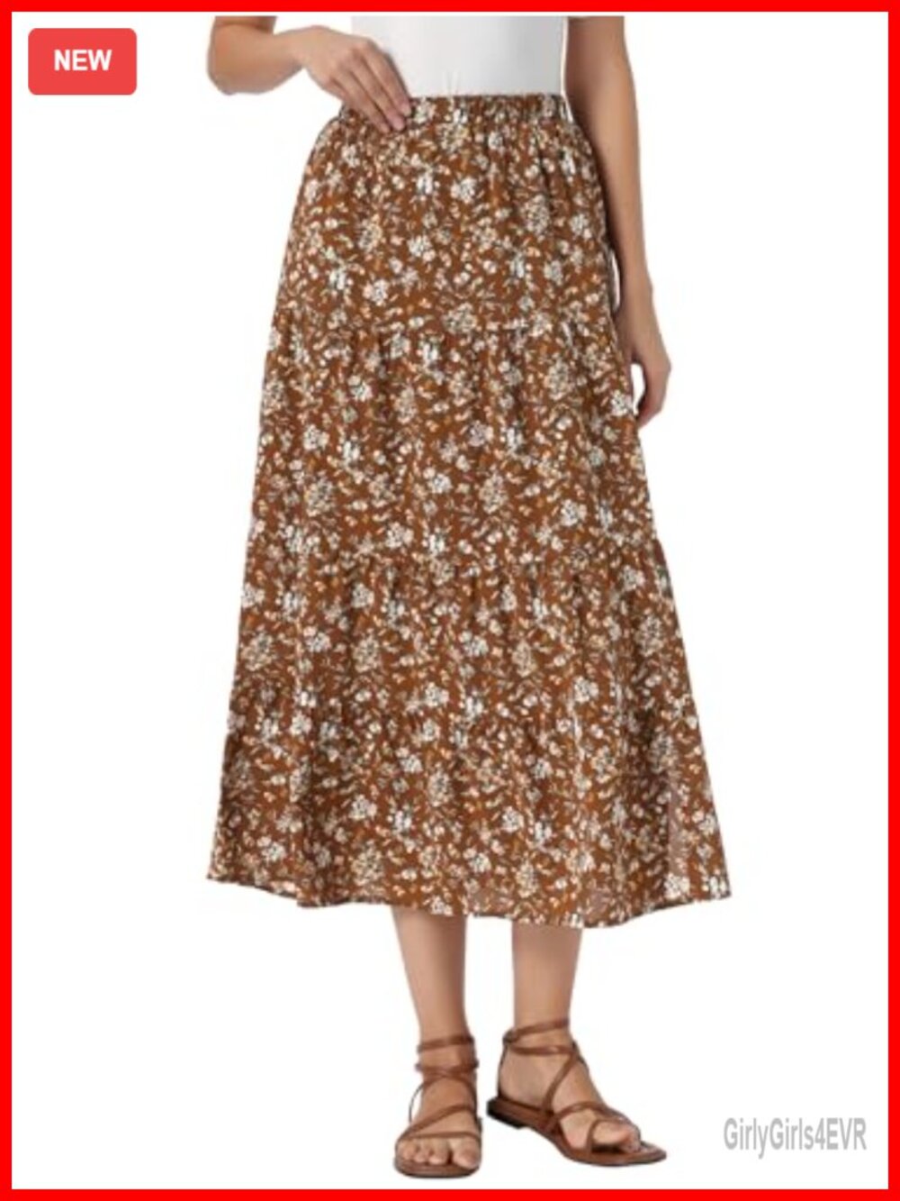 Floral Maxi Skirt High Waist A-Line Side Slit Boho Summer Casual Womens